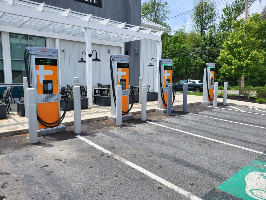 Four public DC fast charging stations at Alltown Fresh in Hopkinton, Massachusetts.
