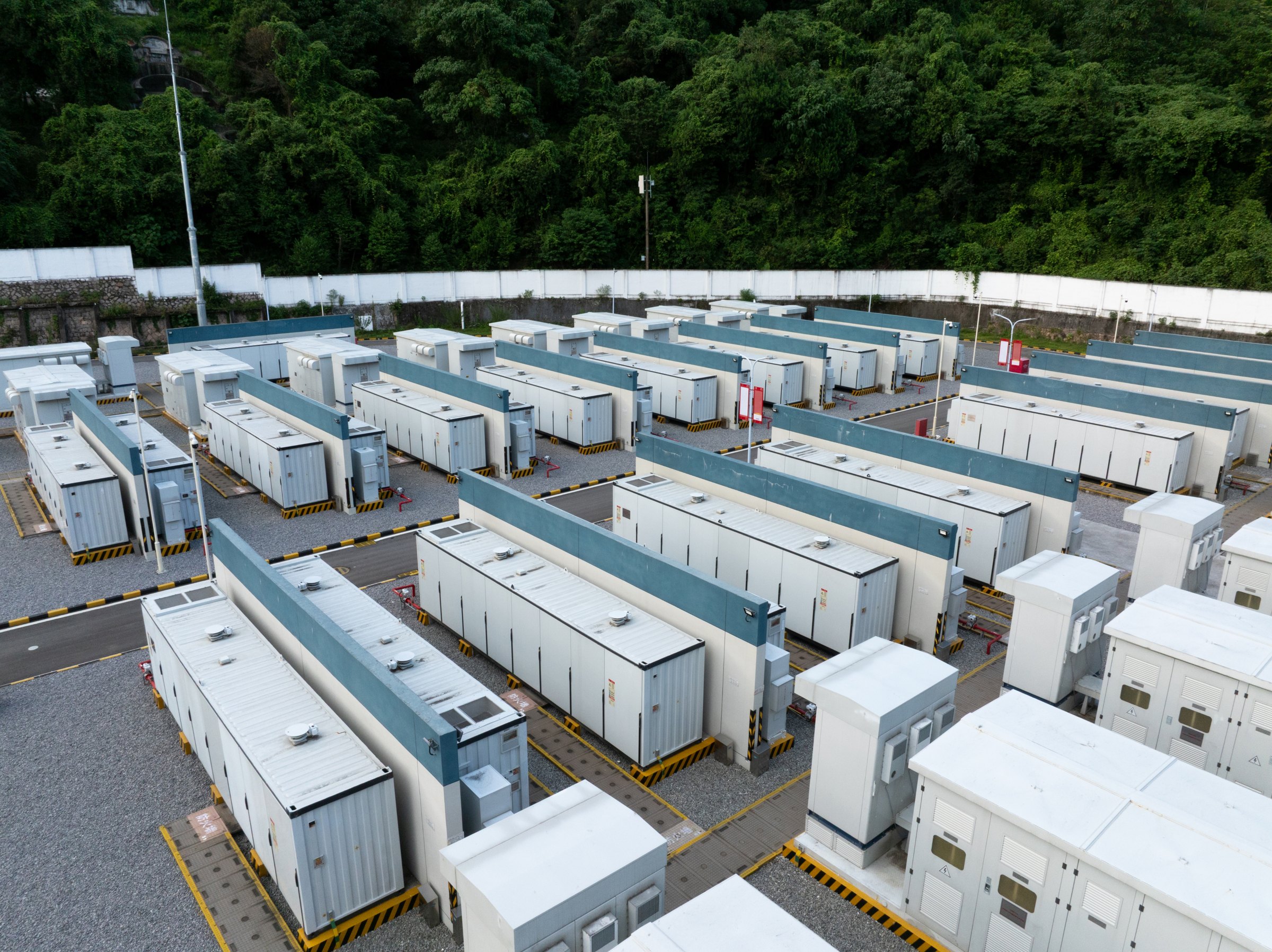 Aerial view of a battery storage facility