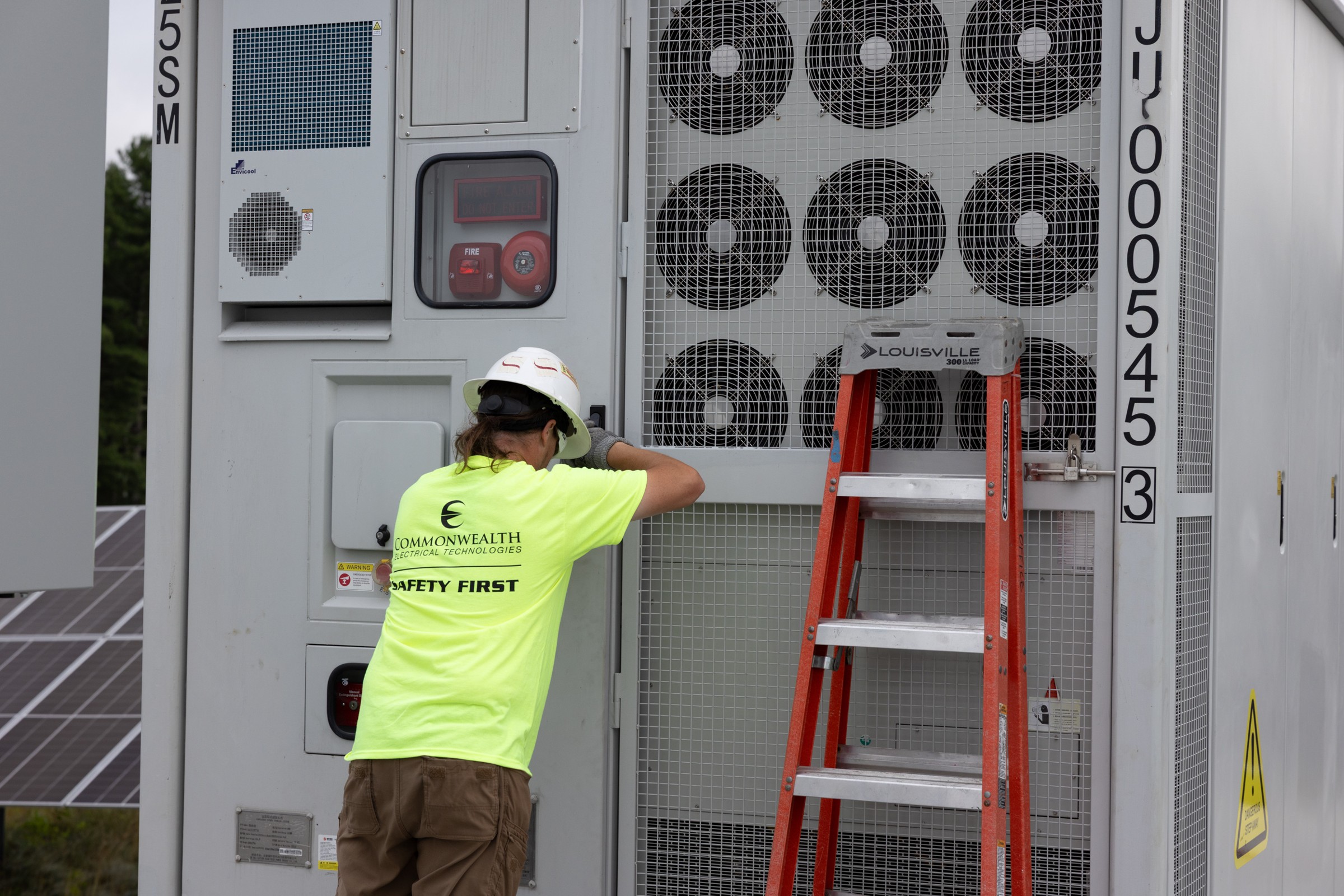 Electrician working in an industrial facility